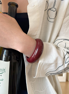 秋冬美拉德色系树脂亚克力宽版开口手镯  彩色晕染显白不规则手环