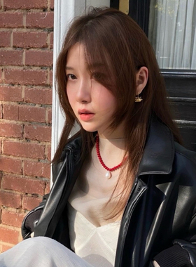 红玛瑙串珠choker搭配珍珠