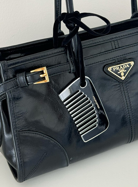 韩国ATELIER 银色梳子搭配黑色丝绒绳项链  可当包包吊坠