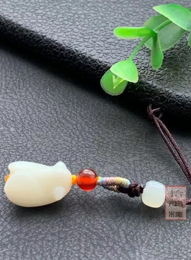 和田玉知了吊坠通孔知了背云金蝉一鸣惊人宝宝红绳手链玉蝉手机链