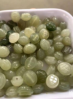 天然和田玉龟壳背云通孔龟甲富甲天下龟背玉坠乌龟壳diy手链配饰