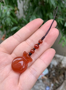 红玛瑙福袋手机链手工编织代代有福玉髓钱包手机挂坠u盘挂坠