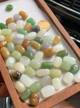 天然和田玉老光珠糖玉白玉黄口晴水多宝随形散珠不规则珠子手串