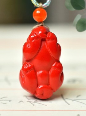 天然朱砂貔貅吊坠挂件男女款挂坠饰品紫金砂大貔貅挂件