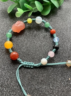 天然冰飘南红玛瑙兔子手链生肖兔男女多宝手串小兔子趴趴兔手绳