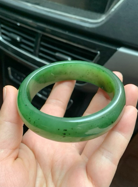 和田玉碧玉手镯女60内径玉镯俄罗斯碧玉镯子送妈妈送证书一物一图