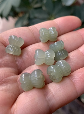 天然和田玉并蒂莲晴水双头莲花桶珠12乘10mm莲花珠diy手串配饰
