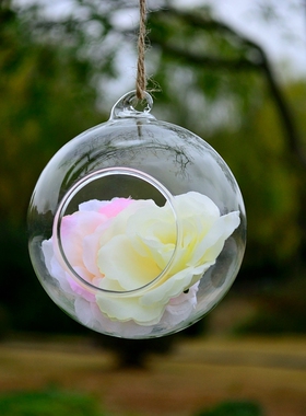 悬挂式玻璃花瓶吊球形幼儿园婚庆