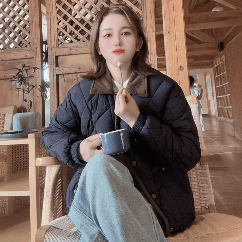 小香风菱格羽绒棉服女士2025冬季新款小个子棉袄外套轻薄保暖棉衣,淘宝优惠券,粉丝福利购,淘宝优惠卷