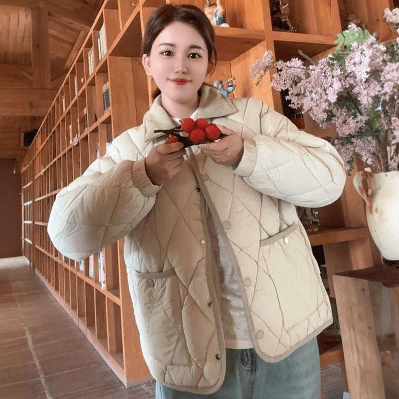 小香风菱格羽绒棉服女士2025冬季新款小个子棉袄外套轻薄保暖棉衣,淘宝优惠券,粉丝福利购,淘宝优惠卷