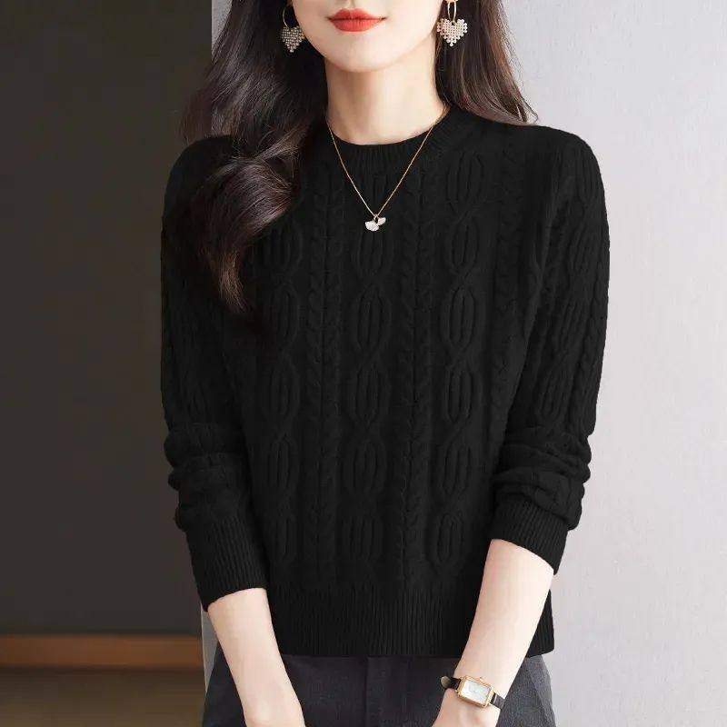 洋气减龄上衣女士春秋新款加厚打底复古毛衣圆领小个子短款针织衫,淘宝优惠券,粉丝福利购,淘宝优惠卷