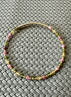 缘绘凤仪  编码23 碧玺细珠编织手环一只 包金14k绕线 3mm珠