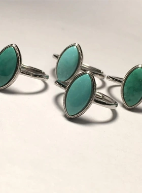 缘绘凤仪 精品湖北原矿绿松石马眼戒指漂亮高瓷度S925银镶嵌活口