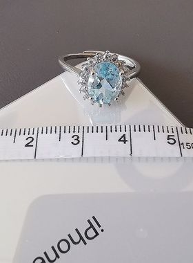 缘绘凤仪 清仓特惠 天然托帕石 925镀银 戴妃 款镶钻 开口戒指