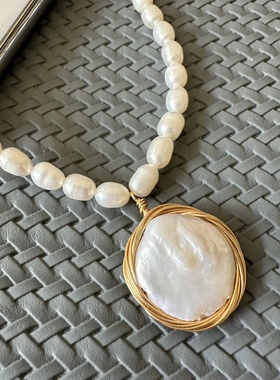 缘绘凤仪 田园甜美风短款珍珠巴洛克珍珠吊坠项链