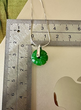 缘绘凤仪 天然干青玉石 转运南瓜珠项链S925银 镀金锁骨链