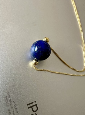 缘绘凤仪  天然青金石5A无染色 925 纯银镀金项链 含链