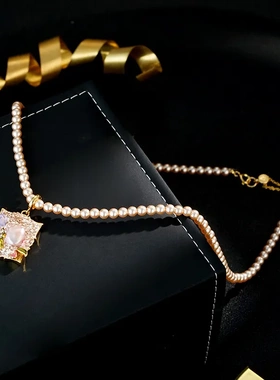 缘绘凤仪 莫奈花园系列天然巴洛克油画风花朵镜框可拆卸吊坠项链