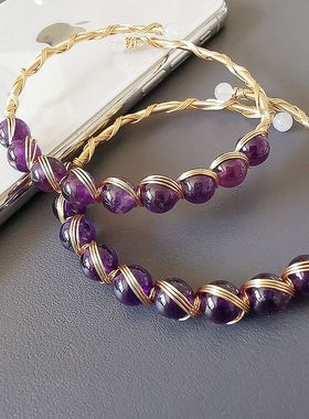 缘绘凤仪  清仓特惠 紫水晶珠 编织手镯 14K包金线 一只