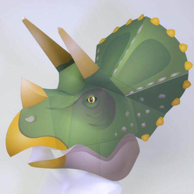 儿童手工折纸diy拼装益智立体3d纸质模型恐龙三角龙面具头套头饰