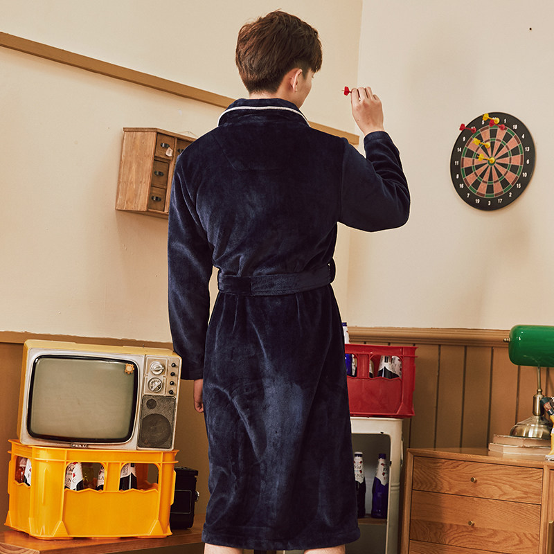 芬腾男珊瑚绒秋冬款加绒保暖裕袍 芬腾广东睡袍/浴袍