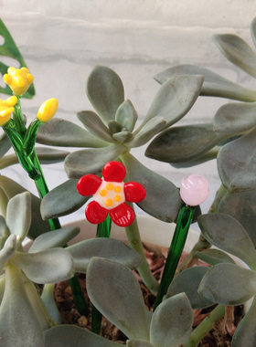 日式风mini玻璃制品樱粉花朵摆件