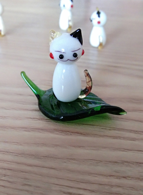 手作玻璃猫咪可爱风刺猬小摆件