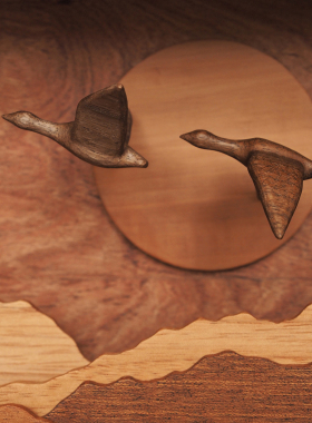 〈自然而然 归雁〉原创手工雕刻大雁动物家居摆件泽无木作