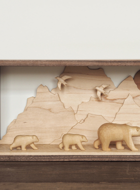 〈自然而然 小小美好〉原创手工雕刻北极熊动物家居摆件泽无木作