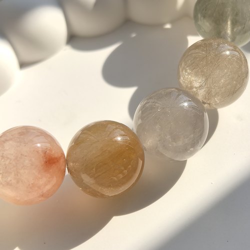 天然兔毛水晶散珠彩兔毛单珠白兔毛灰兔毛橘兔毛水晶配珠9~14mm - 图2