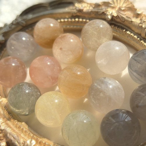 天然兔毛水晶散珠彩兔毛单珠白兔毛灰兔毛橘兔毛水晶配珠9~14mm - 图1