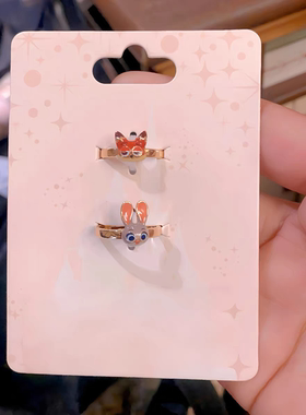 迪士尼疯狂动物城立体头像戒指兔子朱迪狐狸尼克情侣对戒卡通礼物