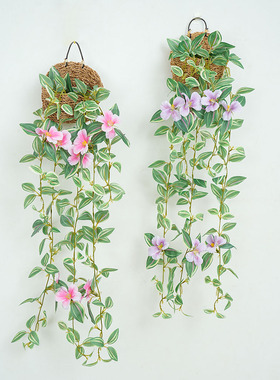 仿真花绿植绢花藤条壁挂假花束