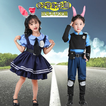 Rabbit Police Officer Clothes Children Spring Summer Cos Clothes Judy Rabbit Dress U Di Loretta Girl Adult Princess