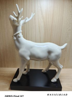 曲阳定窑陶瓷鹿摆件一路有你送情定瓷侣礼物家居客厅桌面