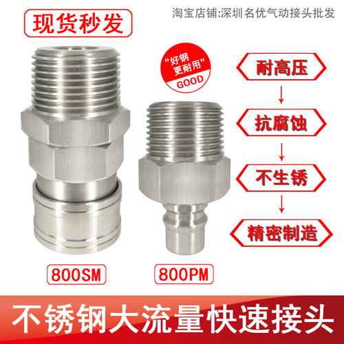 不锈钢大流量大风炮快速接头4分 6分 1寸内外牙400SM 600SM 800SM - 图0