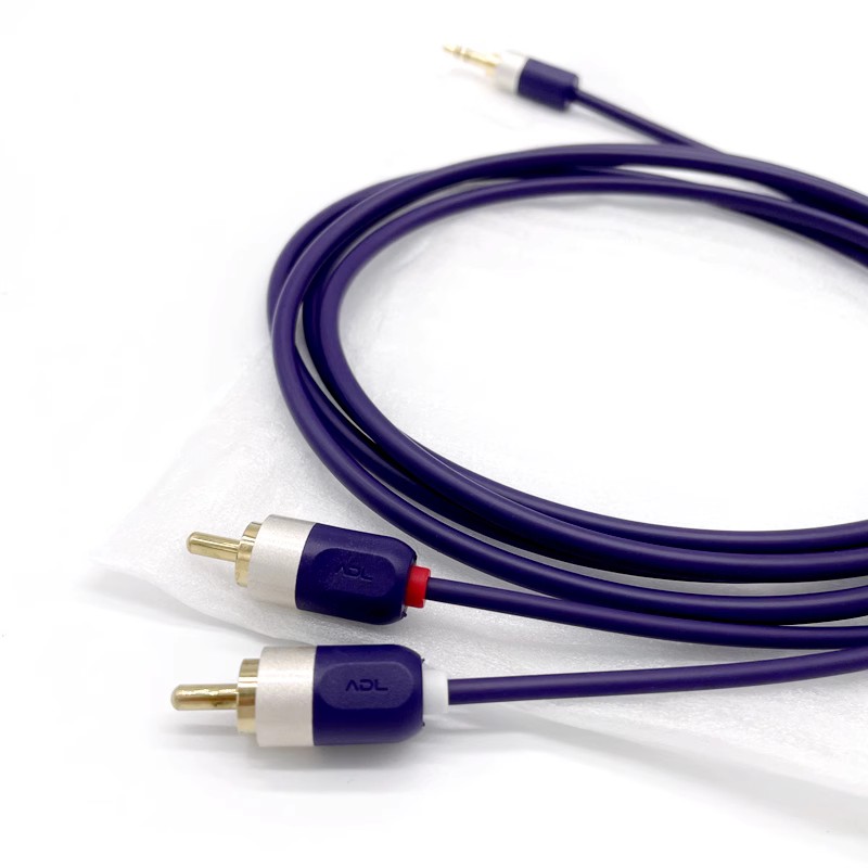 进口二手古河ADLID35R单晶铜银3.5转2RCA双莲花一分二信号音频线 - 图2