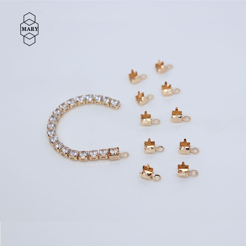 14k铜包金锆石爪链收尾扣手工diy饰品配件钻链夹扣首饰连接材料,淘宝优惠券,粉丝福利购,淘宝优惠卷