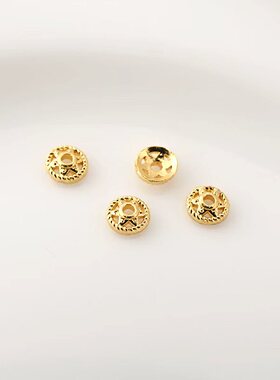 4MM小号铜镀18K金银色花托隔片珠