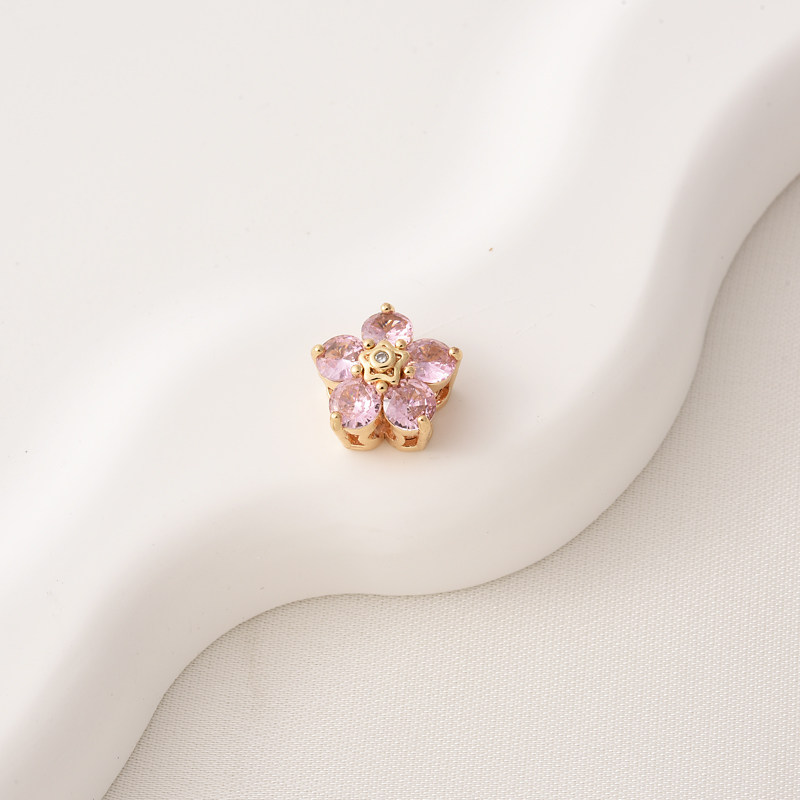 14K包金镶锆石五瓣花单排四通隔珠手工diy珍珠手链双排银色多通,淘宝优惠券,粉丝福利购,淘宝优惠卷