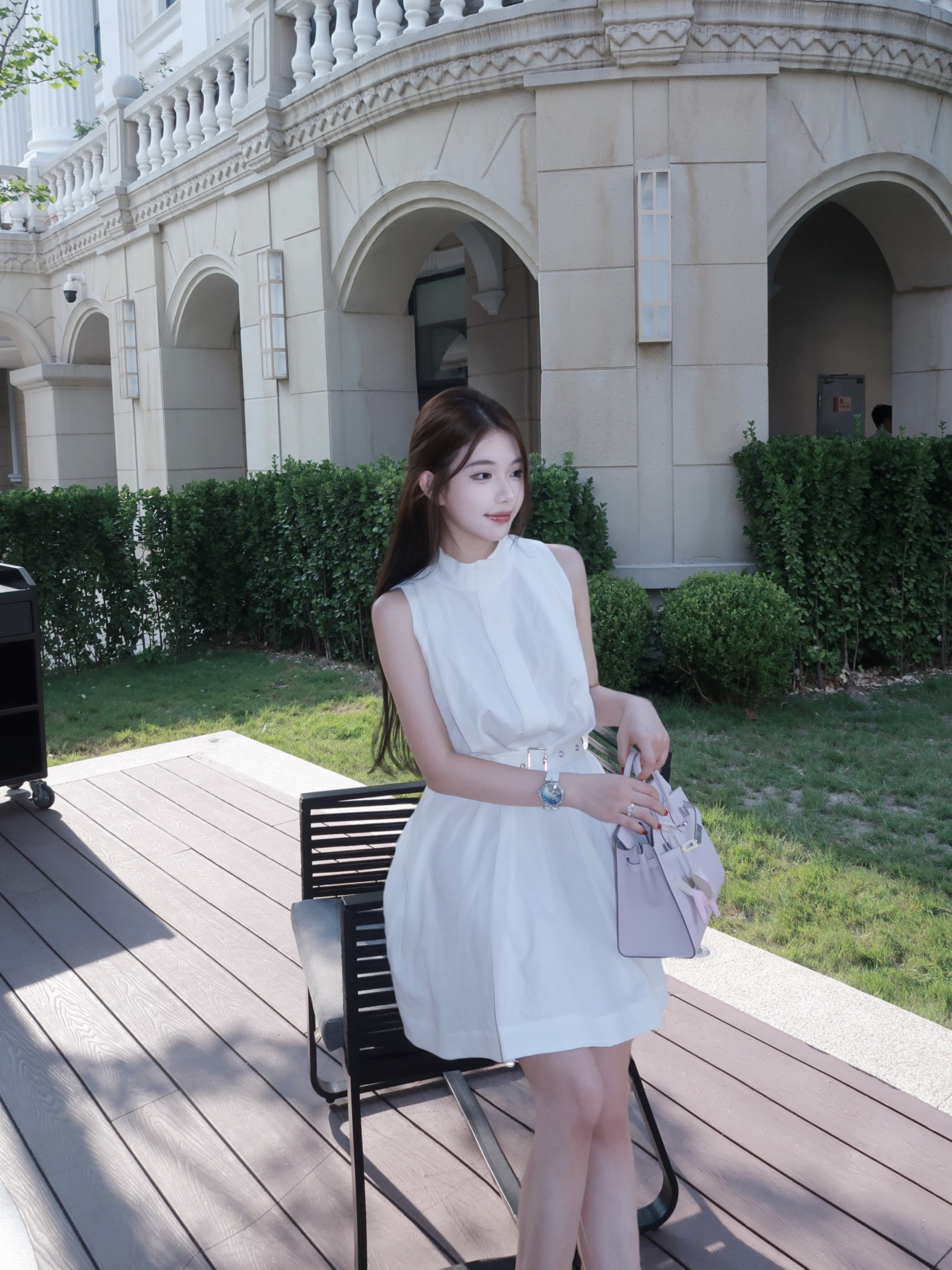 Luuu【艺术生姐姐】原A1aia独家首发气质通勤高腰系带立领连衣裙