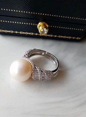 美过澳白珍珠水晶财阀千金戒指