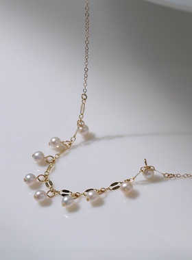 法式满天星珍珠唇纹链