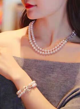 小众女神范一款多戴珍珠项链手链