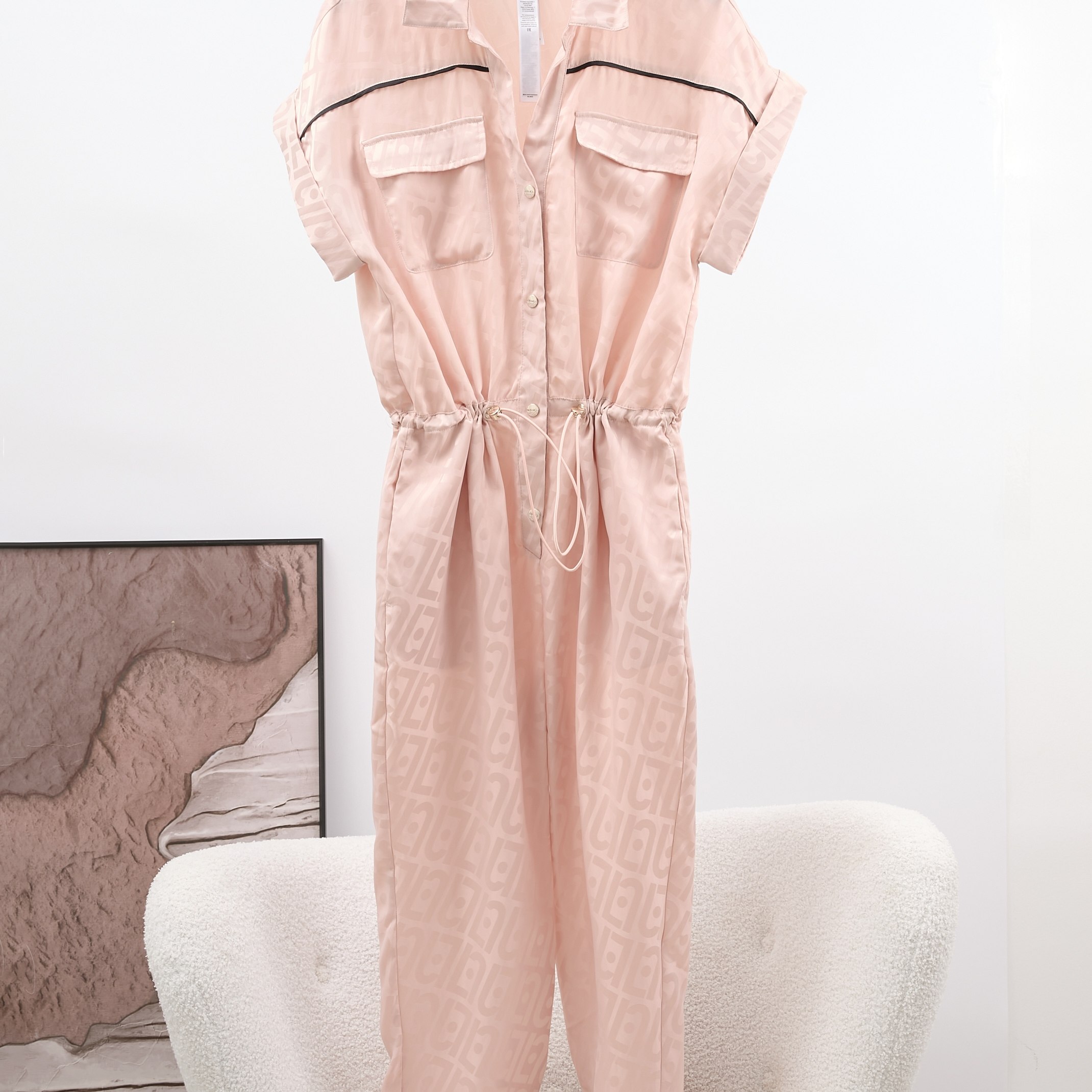 简约风衬衫式连体裤女收腰工装风口袋连体衣夏季通勤裤261157,淘宝优惠券,粉丝福利购,淘宝优惠卷