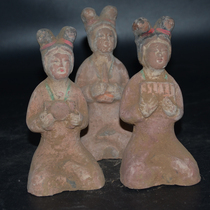 Hantang unearthed sitting part of an ensemble of lessee female figure pottery figurines folk old objects ancient and antique old goods terracotta prices