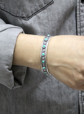 民族风925纯银手镯复古款开口藏族特色做旧手环游牧草原风蒙古族