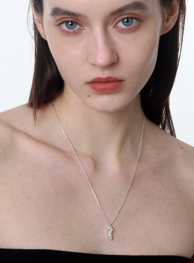 OUTSIDERINSIDE  侧镶锆石长条石块吊坠男女同款项链 925银抛光