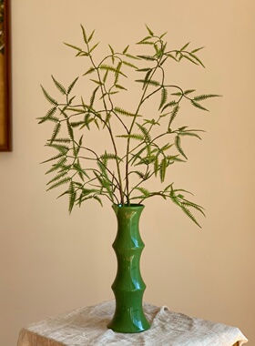 新中式仿真植物芒萁竹子陶瓷花瓶
