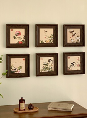 中古风植物花卉客厅装饰画花鸟
